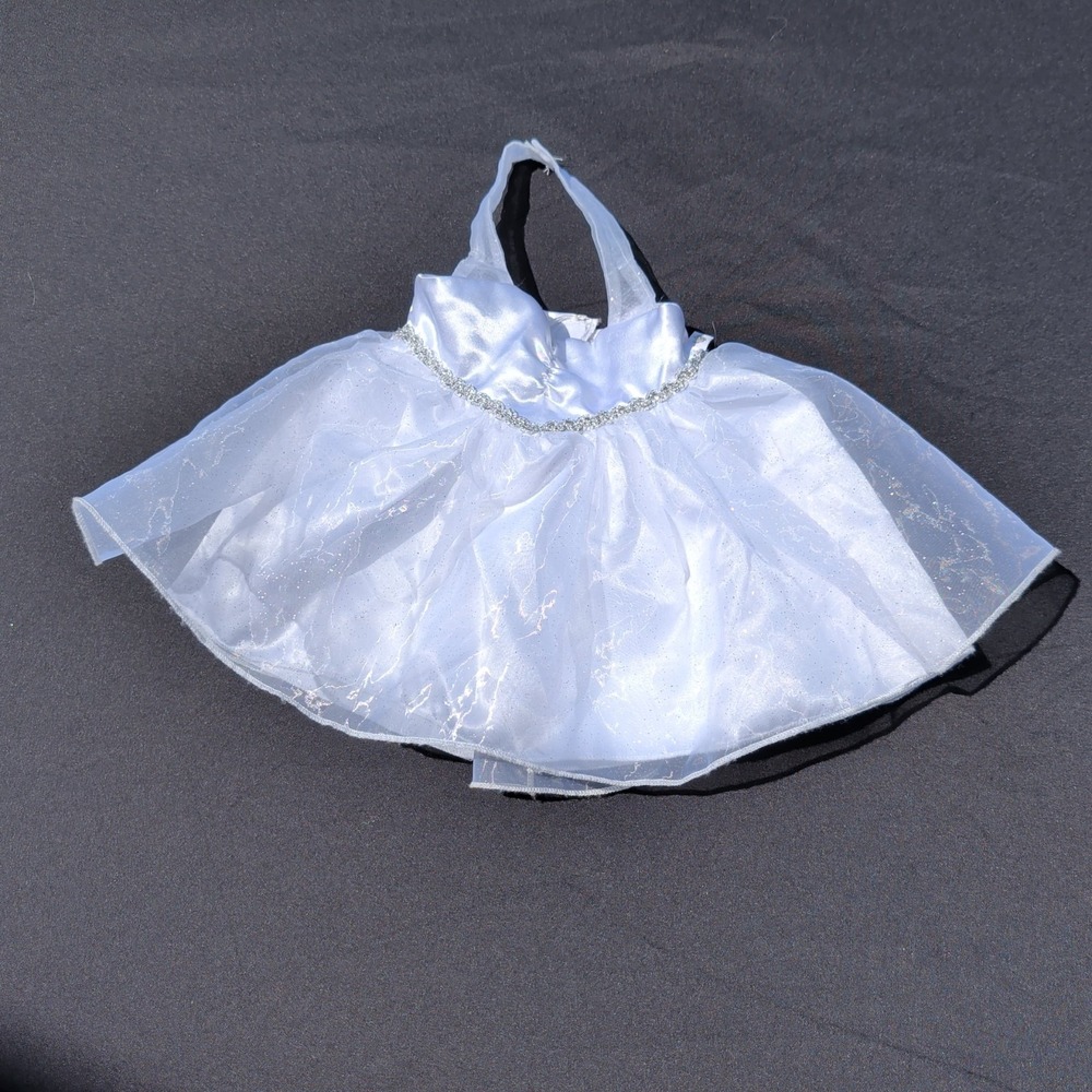 Build A Bear Wedding Halter‎ Dress White Satin Tulle Sparkle Fancy BABW 2016